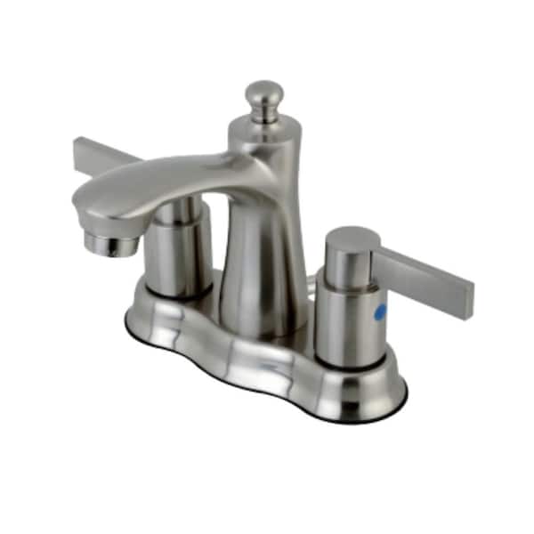 Kingston Brass NuvoFusion 4 in. Centerset Double Handle Bathroom Faucet in Brushed Nickel