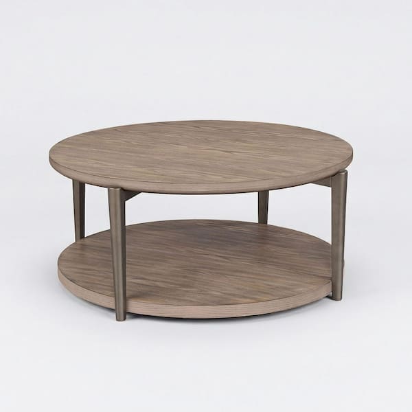 Andria 43.3 in. Natural Round Wood Coffee Table with Metal Legs
