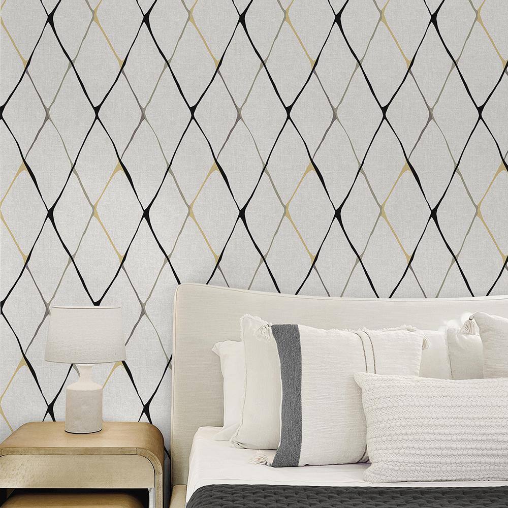 Graphite Diamondlike Geometric Peel and Stick Wallpaper Roll