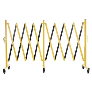 196 in. W x 51 in. H Foldable Metal Safety Barrier Fence Traffic Yard Garden Fence with Wheels