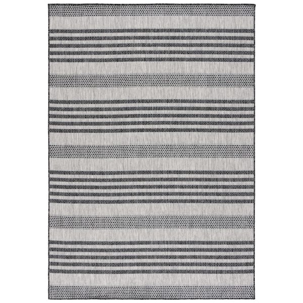Beach House Gray/Charcoal 5 ft. x 8 ft. Striped Indoor/Outdoor Area Rug