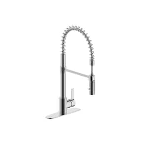 Palais Royal Single Handle 1 or 3 Hole Pull-Out Sprayer Kitchen Spring Coil Faucet in Chrome