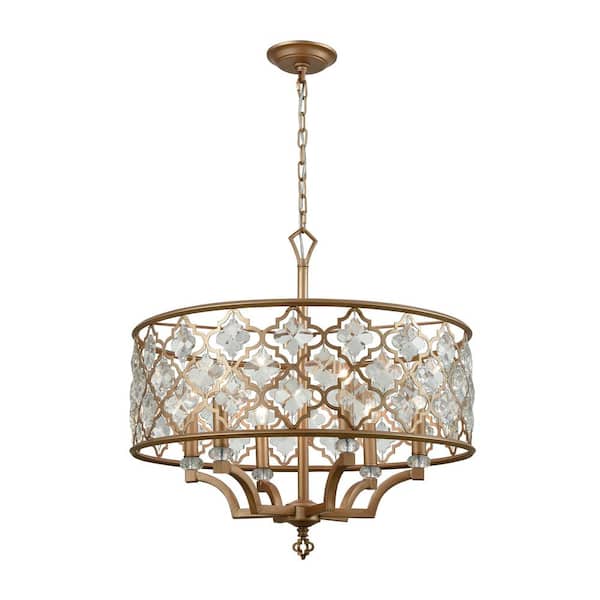 Titan Lighting Armand 6-Light Round Matte Gold with Clear Crystal Chandelier