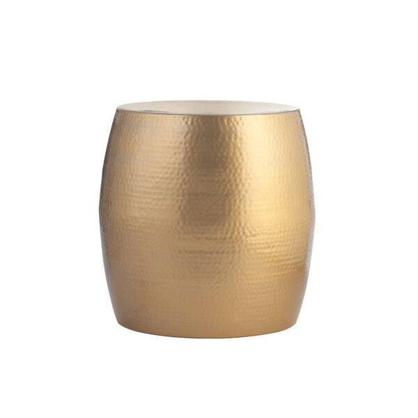 Home Decorators Collection Baylee Drum Shiny Gold End Table