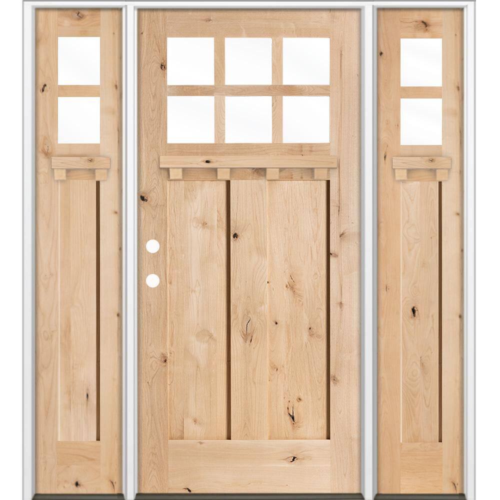 64 in. x 80 in. Knotty Alder Right-Hand/Inswing 6 Lite Beveled Clear Glass Unfinished Wood Prehung Front Door w/ DSL DS price history on PriceWatchPro