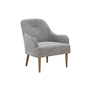 Gray Mid-Century Living Room Armchair Accent Chair with Chenille Armrest and Wood Legs Stylish Accent Chair