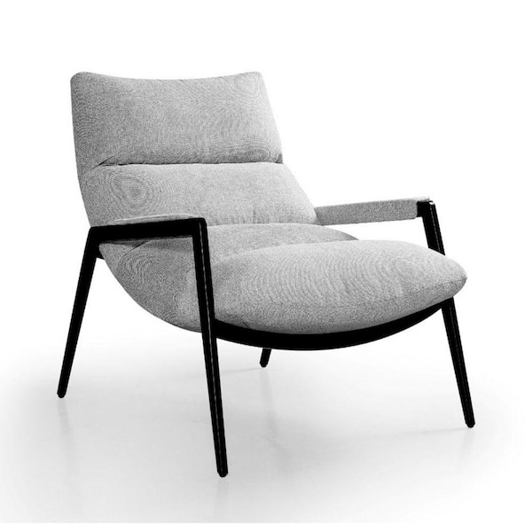 Benjara Gray and Black Polyester Accent Chair with Metal Frame