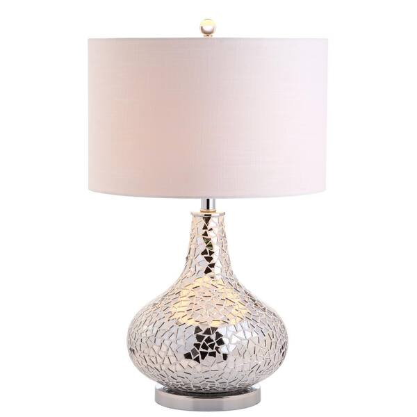 Jonathan Y Emilia 26 Mirrored Mosaic Led Table Lamp Silver, Mirrored Table Lamp