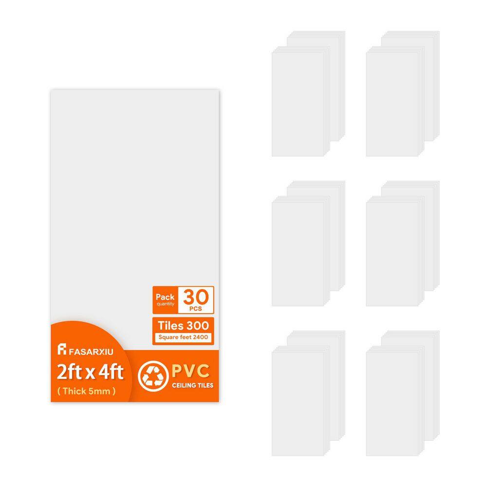 2 x 4 ft. Smooth White High-Grade PVC Drop Ceiling Tile, Waterproof, Washable and Fire-Rated (2400 sq. ft./box) price history on PriceWatchPro