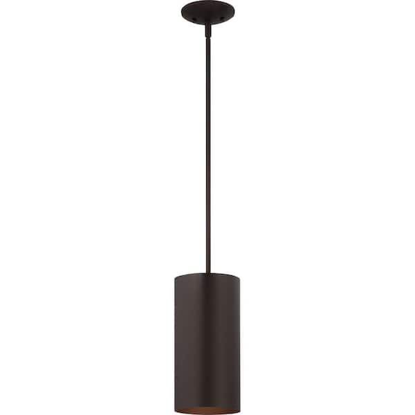 Volume Lighting 1-Light Antique Bronze Integrated LED Indoor/Outdoor Mini Cylindrical Pendant Light