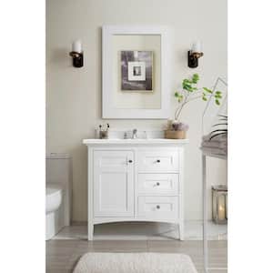 Palisades 36.0 in. W x 23.5 in. D x 35.3 in. H Bathroom Vanity in Bright White with White Zeus Quartz Top