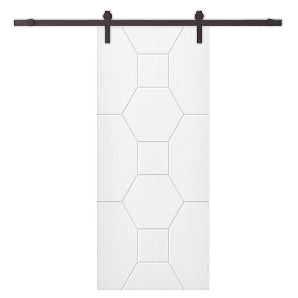 42 in. x 96 in. White Painted Composite MDF Paneled Interior Sliding Barn Door with Hardware Kit price history on PriceWatchPro