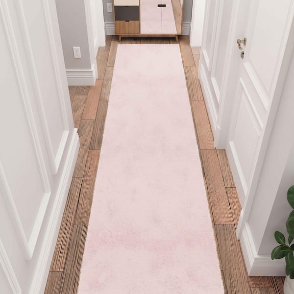 Runner Rug by the Foot 2 ft. 7 in. x 5 ft. Plush Area Runner for Hallways, Entryway and Stairs, Blush