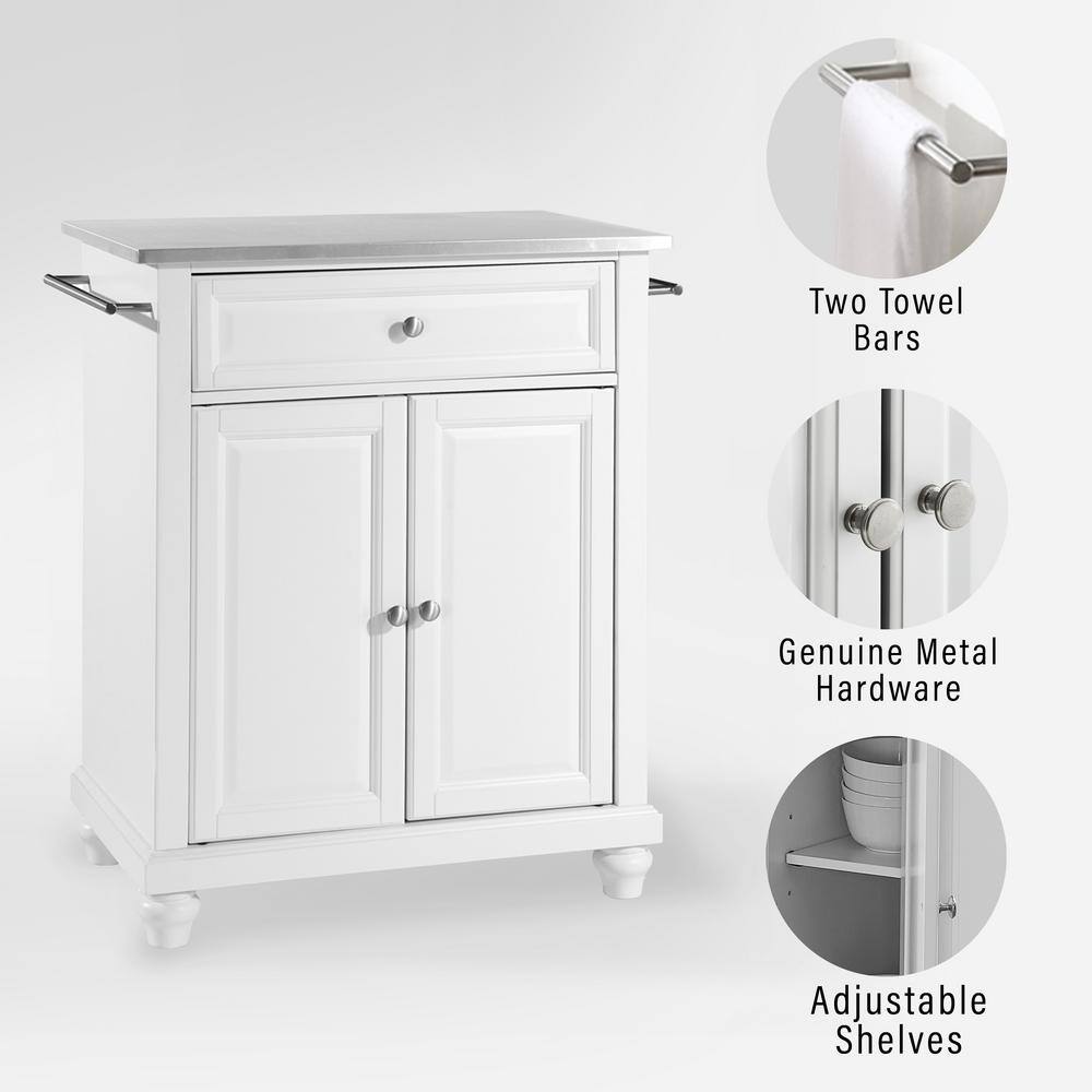 Cambridge White Stainless Steel Top Kitchen Island Cart