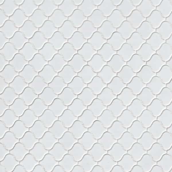 Bianco Arabesque 9.84 in. x 10.63 in. x 6mm Glossy Ceramic Mesh-Mounted Mosaic Tile (10.95 sq. ft. / case) Bianco Arabesque 9.84 in. x 10.63 in. x 6mm Glossy Ceramic Mesh-Mounted Mosaic Tile (10.95 sq. ft. / case)