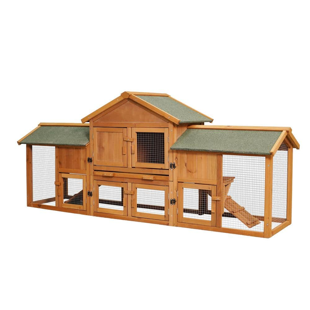 GOGEXX 79.5 in. Large Bunny Cage With 2 Runs House Animal Habitats ...