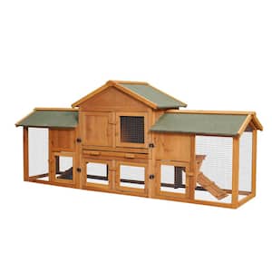 79.5 in. Large Bunny Cage With 2 Runs House Animal Habitats Chicken Coups Pet Supplies Rabbit Poultry Cage Outdoors