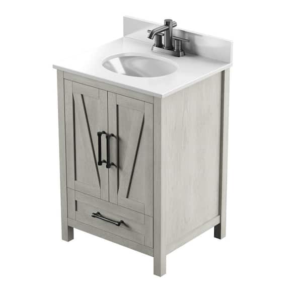 Twin Star Home Rustic 24 In Bath Vanity Fairfax Oak With White Stone Top And Basin 24bv477 Po116 In Bath Vanity Fairfax Oak, 24 Rustic Wood Bathroom Vanity Unit