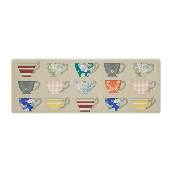 Laura Ashley MultiColored Teacups 17.5 in. x 48 in. AntiFatigue