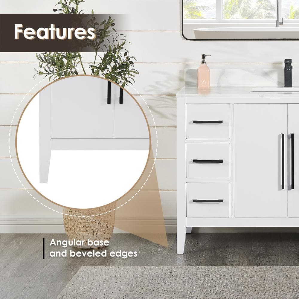 Laurel 47.2" White Fir Wood Single Bathroom Vanity Base