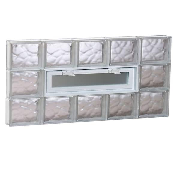 Clearly Secure 38.75 in. x 17.25 in. x 3.125 in. Frameless Wave Pattern Vented Glass Block Window