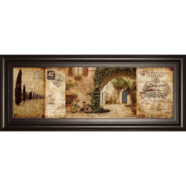 Classy Art 18 in. x 42 in. "Tuscan Courtyard" by Keith Mallet Framed Printed Wall Art