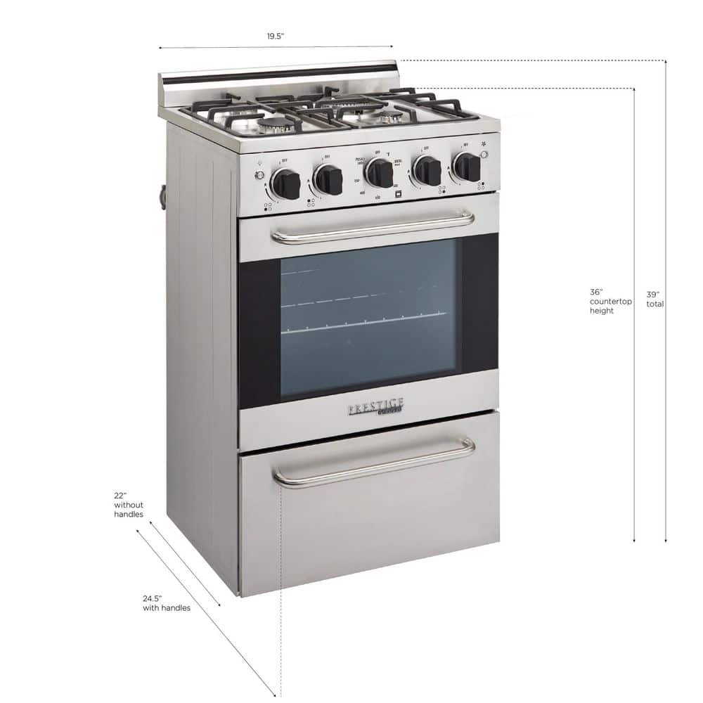Prestige 20" Stainless Steel Freestanding Gas Range with Convection Oven