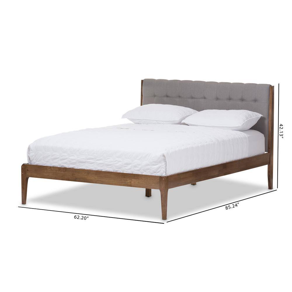 Clifford Mid-Century Full Platform Bed with Tufted Upholstered Headboard