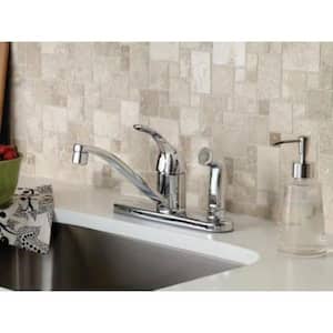 Adler Single- Handle Low Arc Kitchen Faucet in Chrome with in Deck Side Spray