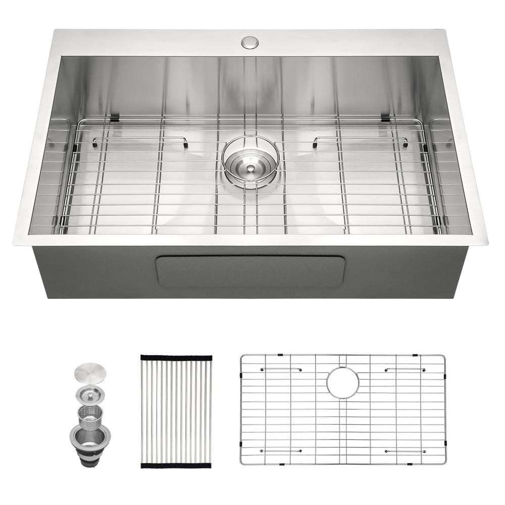 30 in. Drop-In Single Bowl 18-Gauge Gunmetal Black Stainless Steel Kitchen Sink with Bottom Grids price history on PriceWatchPro