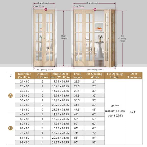 easelife 84 in. x 80 in. Pre Assembled Clear Glass Solid Core Wood