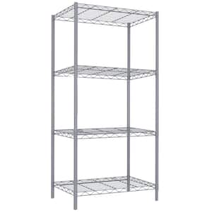 Small 4 Tier Metal Rack, (14” x 14” x 58”), Off-White