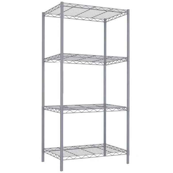 Home Basics Gray 4-Tier Steel Wire Shelving Unit (14 in. W x 47 in. H x 21 in. D)