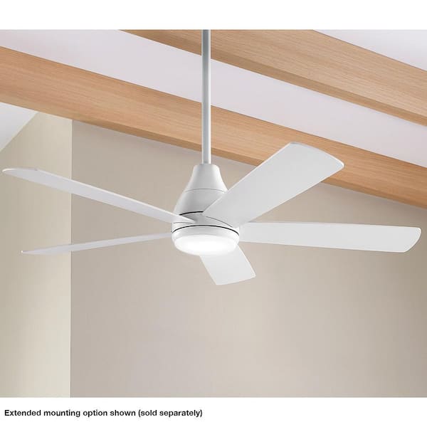 Nevali 52 in. White Color Changing LED Indoor Matte White Ceiling Fan with Light and Remote Included Powered by Hubspace