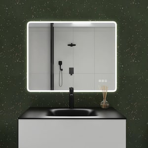 35.4 in. W x 27.5 in. H Large Rectangular Frameless Wall-Mount Anti-Fog LED Light Bathroom Vanity Mirror