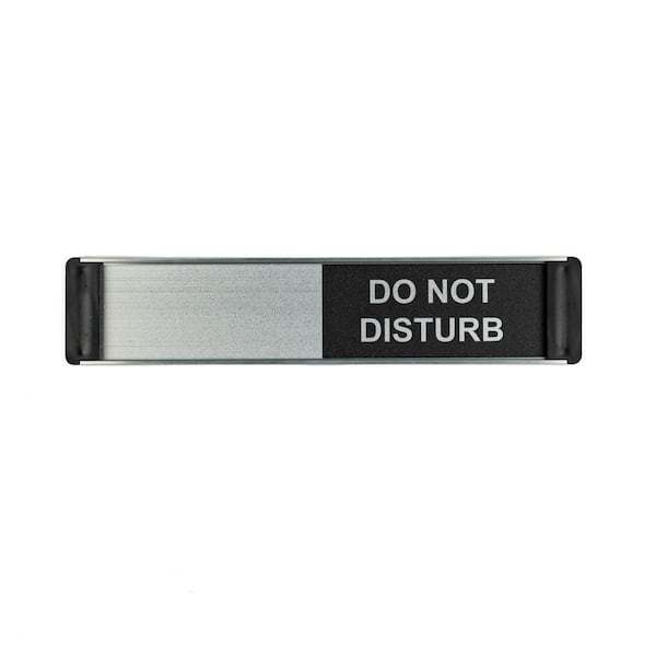 SECO Meeting Room Sign- Do Not Disturb , Sliding Aluminum, Wall Decor Signs, 2 in. x 10 in. 8 oz. Silver and Black