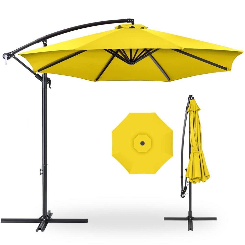 10 ft. Aluminum Offset Round Cantilever Patio Umbrella with Easy Tilt Adjustment in Yellow price history on PriceWatchPro