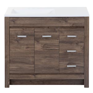 Warford 36 in. W x 19 in. D x 33 in. H Single Sink  Bath Vanity in Vintage Oak with White Cultured Marble Top