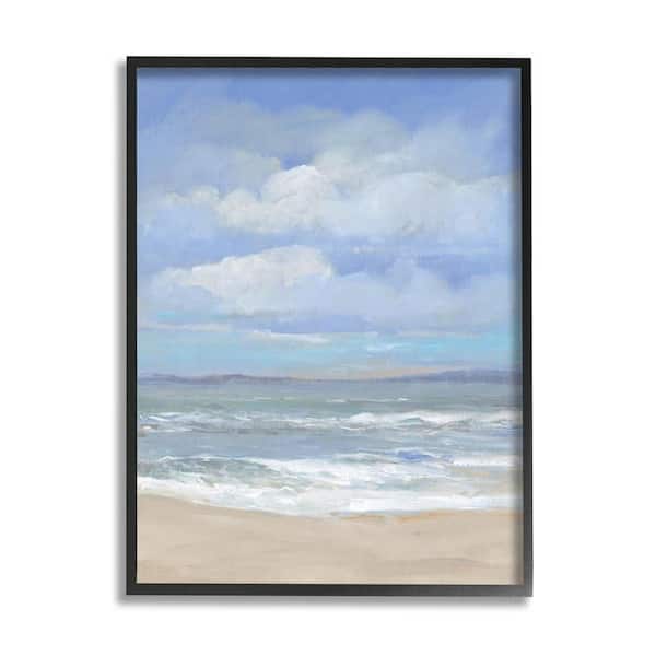 The Stupell Home Decor Collection Cloudy Ocean Bay Shoreline Design by Tim OToole Framed Nature Art Print 14 in. x 11 in.
