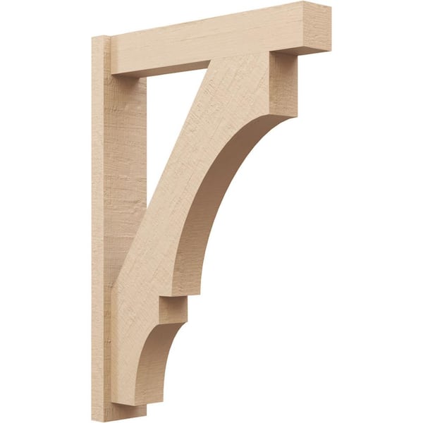 Ekena Millwork 6 in. x 40 in. x 28 in. Balboa Block Rough Cedar Woodgrain Timberthane Polyurethane Outlooker, Primed Tan