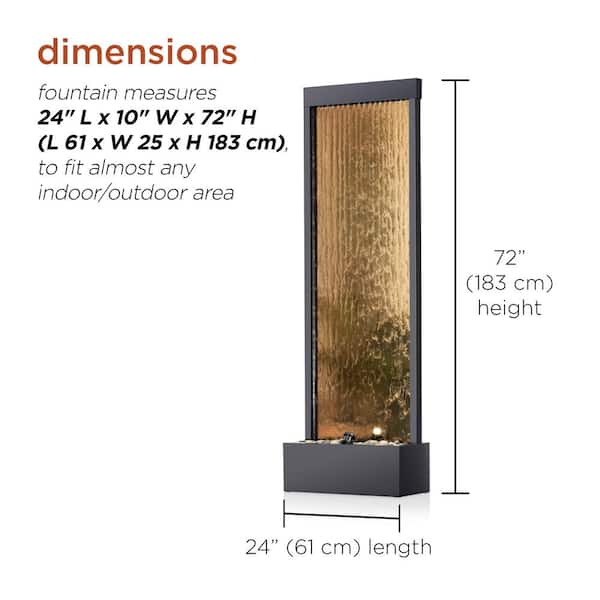 Alpine Corporation 72 in. Tall Indoor/Outdoor Mirror Zen Waterfall