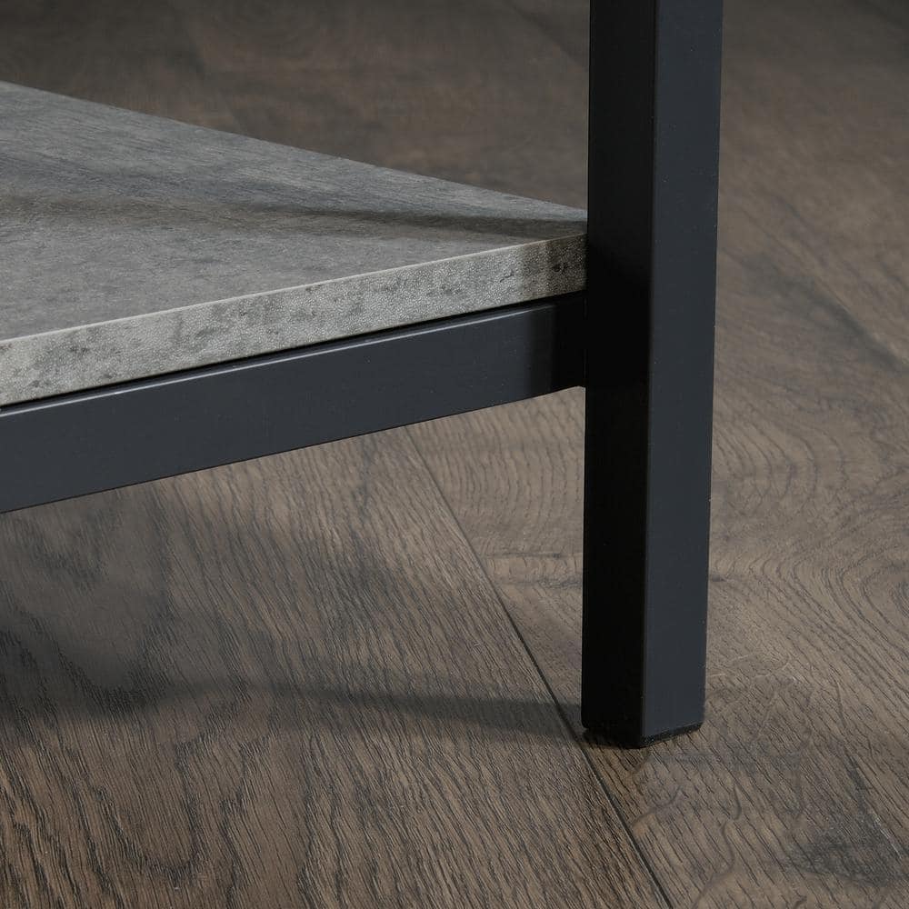North Avenue 24'' Faux Concrete & Black Metal Rectangular Coffee Table