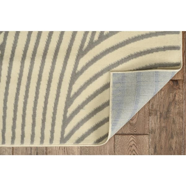 Kobe Binya Bone and Light Grey 4 ft. 3 in. x 7 ft. 3 in. Area Rug