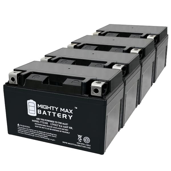 MIGHTY MAX BATTERY YTZ10S 12V 8.6AH Replacement Battery compatible with EverStart ES-TZ10S - 4 Pack