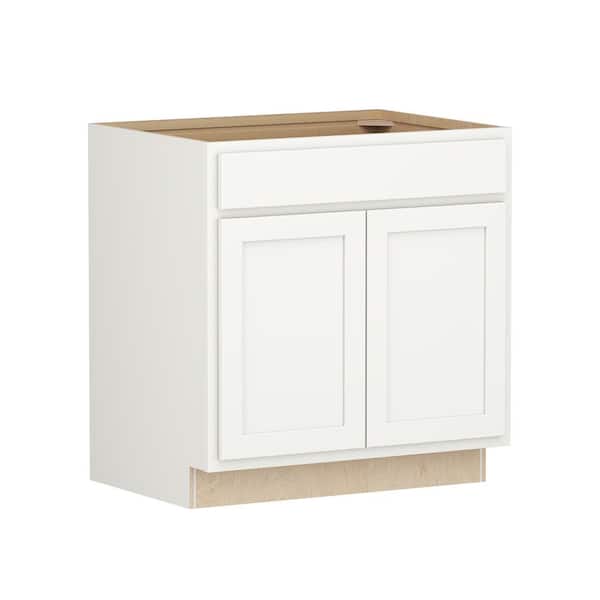 Shaker Partial Overlay 33 in. W x 24 in. D x 34.5 in. H Plywood Assembled Base Kitchen Cabinet in Linen White