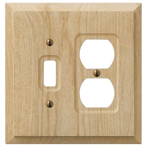 Cabin 2 Gang 1-Toggle and 1-Duplex Wood Wall Plate - Unfinished