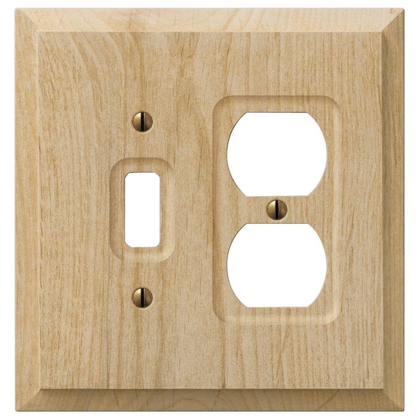 Hampton Bay Cabin 2 Gang 1-Toggle and 1-Duplex Wood Wall Plate - Unfinished