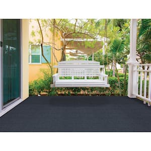 Elevations Ocean Blue 6 ft. SD Polyester Ribbed Texture Indoor/Outdoor Needlepunch Carpet