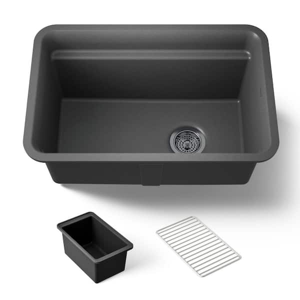 Cairn 18-5/16 in. x 27-1/2 in. x12-5/8 in. Composite Undermount Utility Sink in Matte Graphite