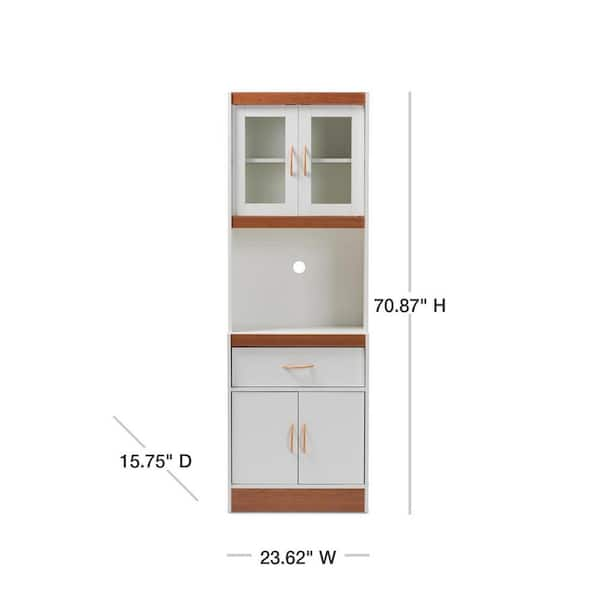 Baxton Studio Laurana White and Cherry Brown Kitchen Cabinet with